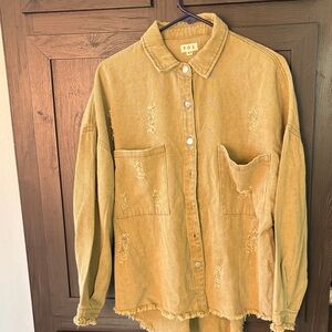 POL Sage/Yellow Distressed Jacket
